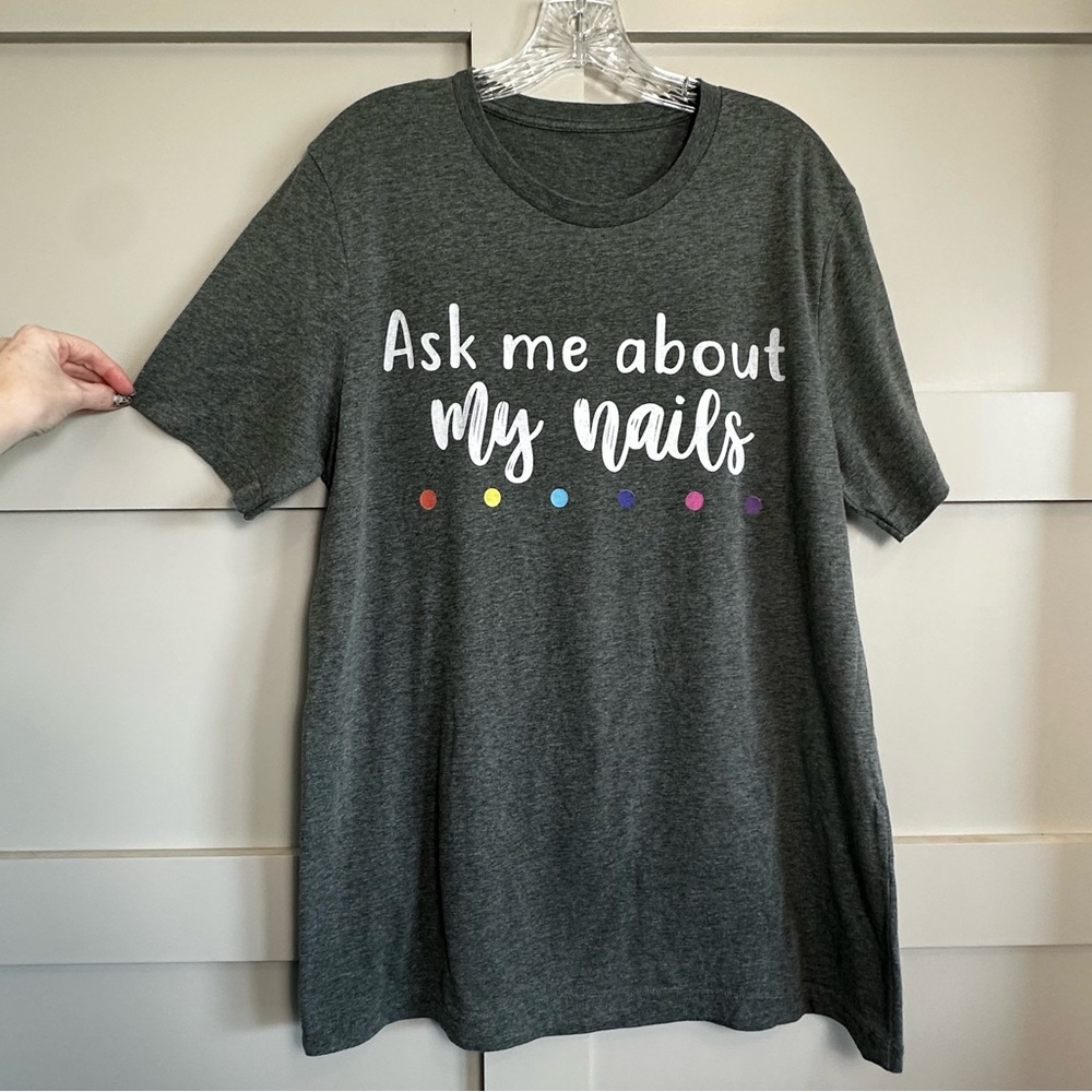 Color Street Ask Me About My Nails Women’s Crew Neck Short Sleeve Shirt L/XL